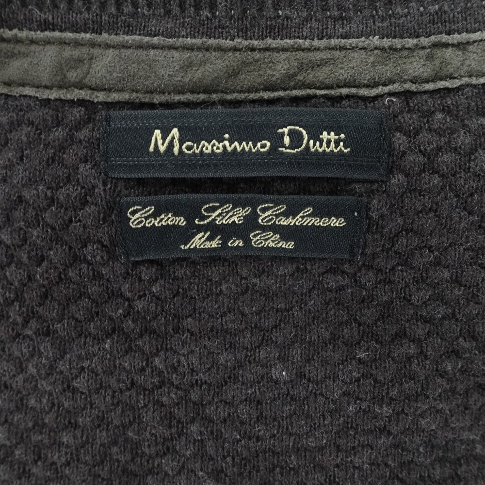 Massimo Dutti Sweater Mens L Brown V Neck Silk Cashmere Elbow Patch Luxury - Picture 3 of 9